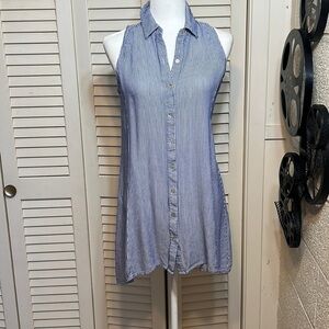 CUPIO S sleeveless button down lightweight tunic length blouse